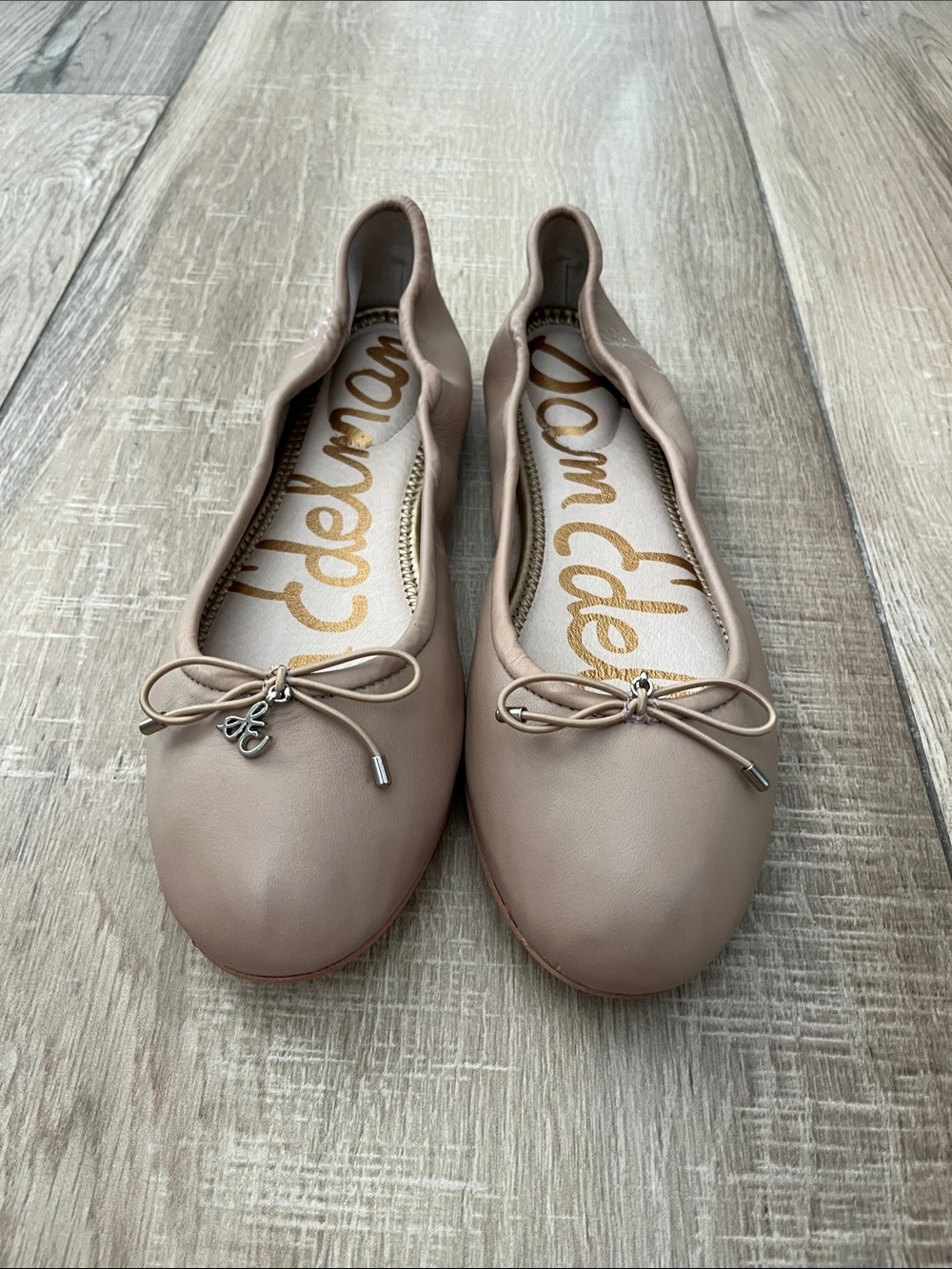 Sam Edelman Blush Beige Ballet Flats with Bow Charm